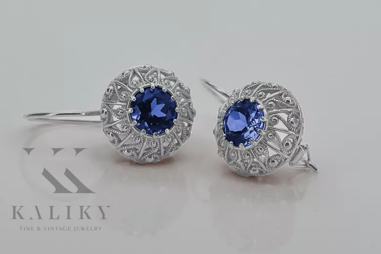 Vintage Vintage 925 Silver Sapphire earrings vec002s