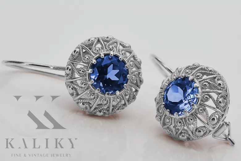 Vintage Vintage 925 Silver Sapphire earrings vec002s