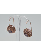 Vintage 14K 585 Rose Gold Alexandrite Earrings - Authentic Russian Soviet Era vec002