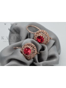 Exceptionnelles boucles d'oreilles en rubis et or rose 14 carats vec002, vintage d'origine russe soviétique style