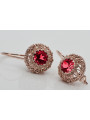 Exceptionnelles boucles d'oreilles en rubis et or rose 14 carats vec002, vintage d'origine russe soviétique style