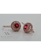 Exceptionnelles boucles d'oreilles en rubis et or rose 14 carats vec002, vintage d'origine russe soviétique style