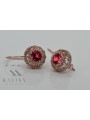 Exceptionnelles boucles d'oreilles en rubis et or rose 14 carats vec002, vintage d'origine russe soviétique style