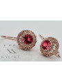 Exceptionnelles boucles d'oreilles en rubis et or rose 14 carats vec002, vintage d'origine russe soviétique style