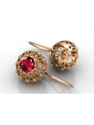 Exceptionnelles boucles d'oreilles en rubis et or rose 14 carats vec002, vintage d'origine russe soviétique style