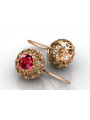 Authentic Vintage 14K Rose Gold Ruby Earrings - Russian Soviet Era Inspired vec002