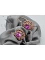 Originales Vintage-Roségold 14 Kara Amethyst Ohrringe im sowjetischen Stil vec002