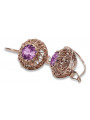 Exquisite Amethyst 14K Rose Gold Earrings, Vintage Russian Soviet Style vec002