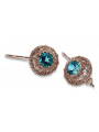 Earrings Aigue-marine vintage, Or rose 14 carats d'origine russe soviétique vec002. style