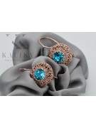 "Vintage Russian Soviet vec002: Original 14K Rose Gold Aquamarine Earrings" style