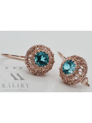 "Vintage Russian Soviet vec002: Original 14K Rose Gold Aquamarine Earrings" style