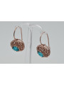 "Vintage Russian Soviet vec002: Original 14K Rose Gold Aquamarine Earrings" style