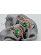 "Vintage Russian Soviet 14K Rose Pink Gold Earrings with Emeralds - Authentic VEC002" style