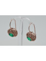 "Vintage Russian Soviet 14K Rose Pink Gold Earrings with Emeralds - Authentic VEC002" style