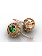 "Vintage Russian Soviet 14K Rose Pink Gold Earrings with Emeralds - Authentic VEC002" style