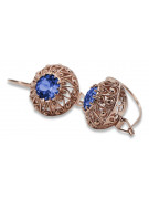 Soviet Russian Inspired Vintage 14K Rose Gold Sapphire Earrings vec002