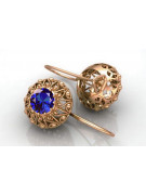 Soviet Russian Inspired Vintage 14K Rose Gold Sapphire Earrings vec002