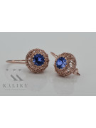 Soviet Russian Inspired Vintage 14K Rose Gold Sapphire Earrings vec002