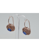 Soviet Russian Inspired Vintage 14K Rose Gold Sapphire Earrings vec002