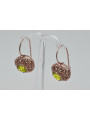 "Soviet Era Russian 14K Rose Gold Earrings with Vintage Yellow Peridot - vec002" style