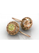 "Soviet Era Russian 14K Rose Gold Earrings with Vintage Yellow Peridot - vec002" style