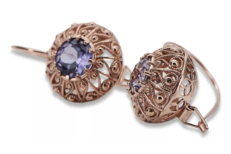 Vintage silver rose gold plated 925 Alexandrite earrings vec002rp