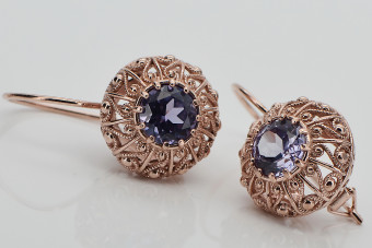 Vintage silver rose gold plated 925 Alexandrite earrings vec002rp