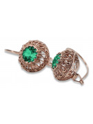 Vintage silver rose gold plated 925 Emerald earrings vec002rp