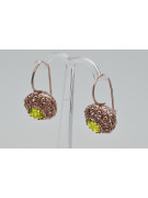 Boucles d'oreilles vintage en argent plaqué or rose 925 péridot jaune vec002rp