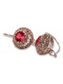 Boucles d'oreilles vintage en argent plaqué or rose 925 rubis vec002rp