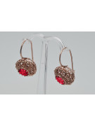 Vintage silver rose gold plated 925 Ruby earrings vec002rp