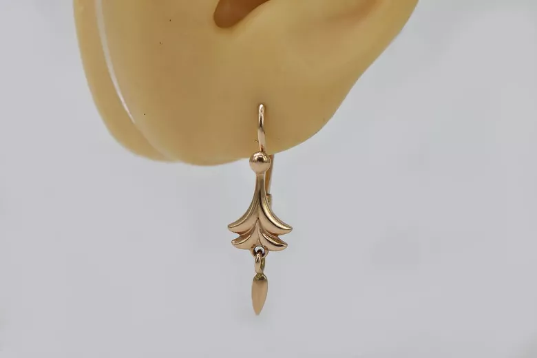 "Elegantes Pendientes de Oro Rosa Vintage de 14k Sin Piedras" ven209