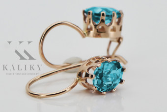 14 Kara Originales Vintage-Roségold mit Aquamarin Ohrstecker vec196