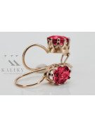 "Élégantes boucles d'oreilles en or rose 14 carats et rubis, style vintage" vec196