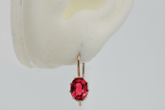 "Authentic Vintage Ruby Earrings in 14K Rose Gold" vec196