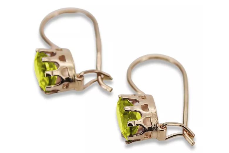 Elegantes aretes de peridoto y oro rosa antiguo 14k 585 vec196