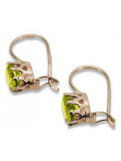 "Elegant Vintage 14K Rose Gold Earrings Adorned with Yellow Peridot Stones" vec196