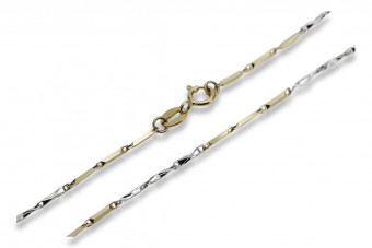 Złoty łańcuszek 14k 585 bicolor włoski diamentowany Fantazy cct003yw