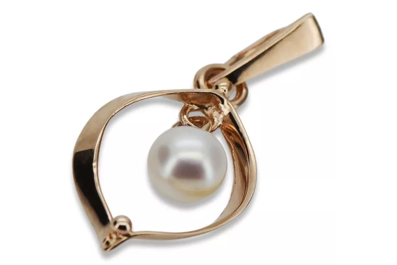 "14k 585 Rose Gold Pearl Pendant with Vintage Elegance" vppr002