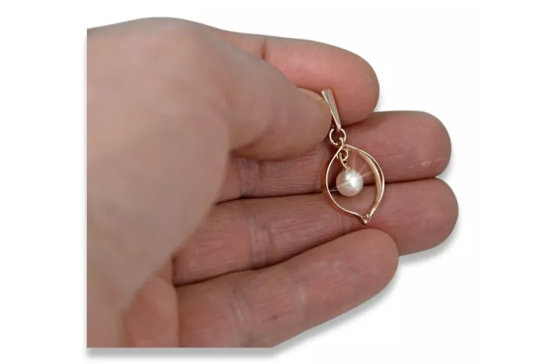 "14k 585 Rose Gold Pearl Pendant with Vintage Elegance" vppr002