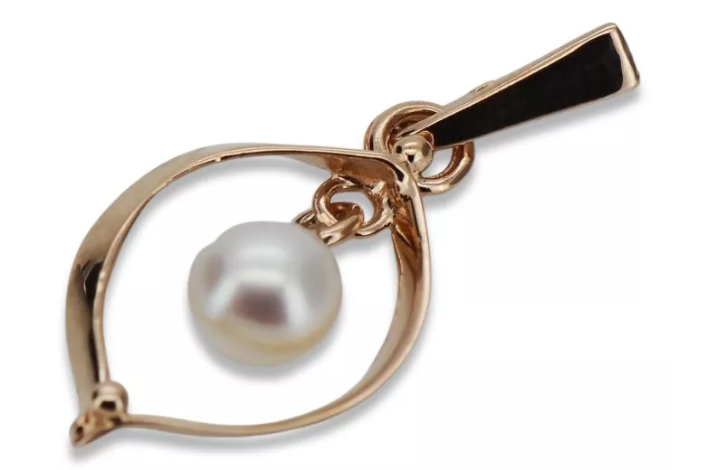 "14k 585 Rose Gold Pearl Pendant with Vintage Elegance" vppr002