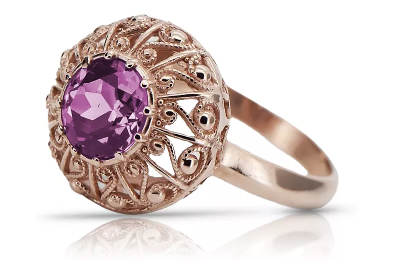 Rose soviétique russe 14k 585 or Alexandrite Ruby Emerald Sapphire Zircon ring vrc059