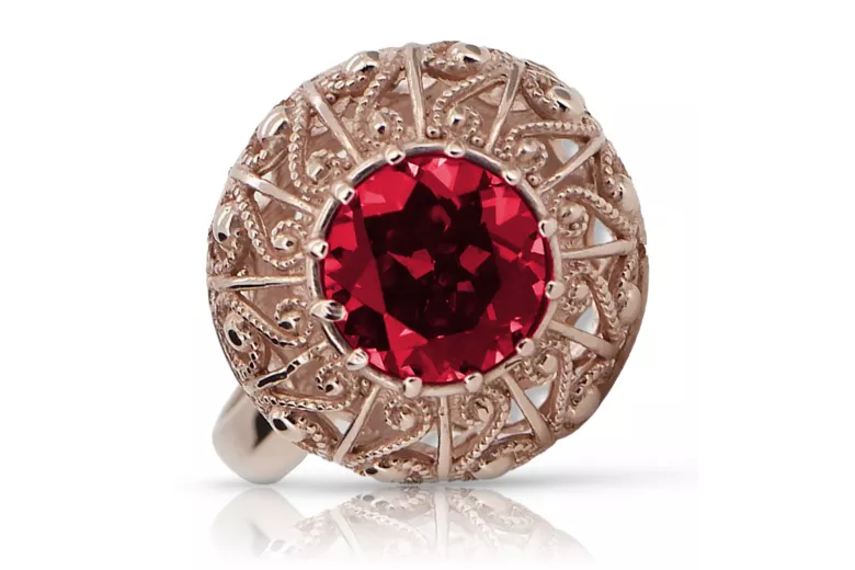 Russische sowjetische Rose 14 Karat 585 Gold Alexandrit Rubin Smaragd Saphir Zirkon Ring vrc059