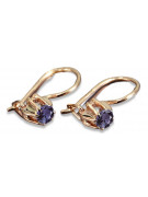 Boucles d’oreilles en or rose soviétique russe 14k 585 vec053 alexandrite rubis émeraude saphir ...