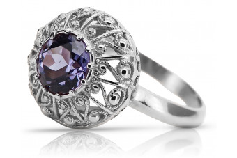 Bague en argent soviétique russe 925 Alexandrite vrc059s Vintage