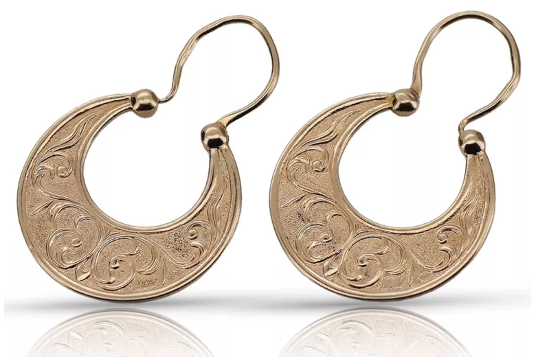 "Aretes Vintage Gitanos en Oro Rosa 14k 585 sin Piedras" ven050