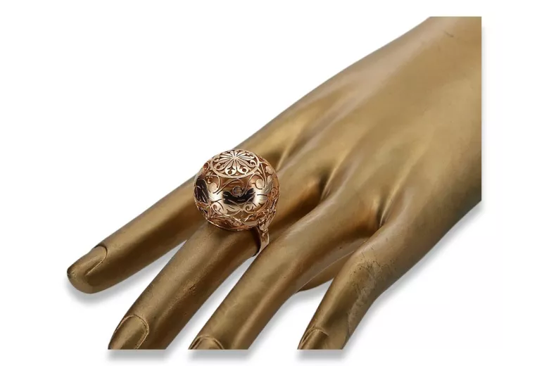 Russe soviétique rose rose 14k 585 or Bague vintage vrn014