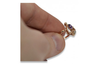 Radziecki 14k 585 złoty Rosyjski pierścionek z różowego złota z Aleksandrytem Rubinem Szafirem Szmaragdem Cyrkonią vrc034