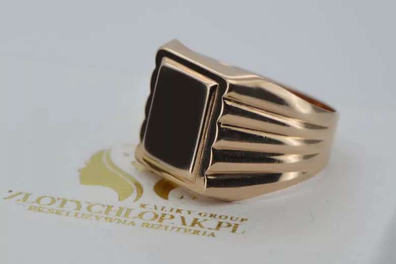 Vintage rose pink 14k gold 585 Men's signet ring vsn034 Vintage