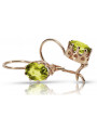 "Elegant Vintage 14K Rose Gold Earrings Adorned with Yellow Peridot Stones" vec196